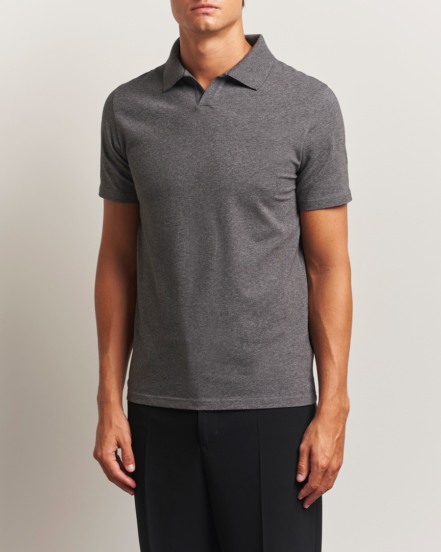 Herr | Pikéer | Filippa K | Soft Lycra Polo T-Shirt Anthracite Melange