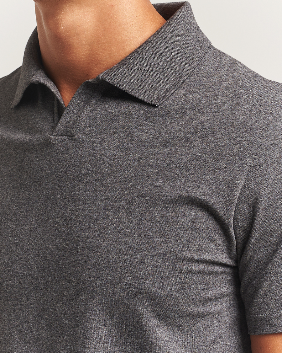 Herr | Pikéer | Filippa K | Soft Lycra Polo T-Shirt Anthracite Melange