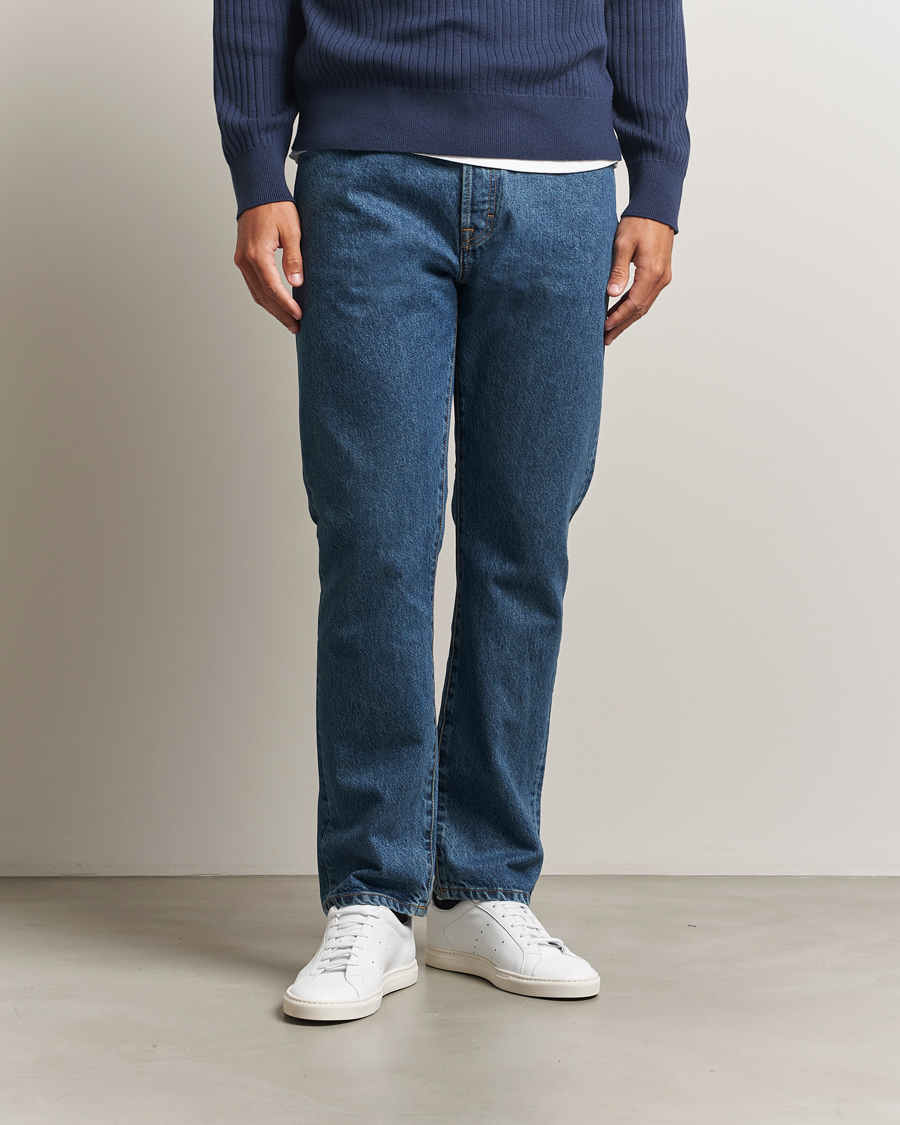 Herr | Byxor | Filippa K | Tapered Cropped Jeans Washed Mid Blue