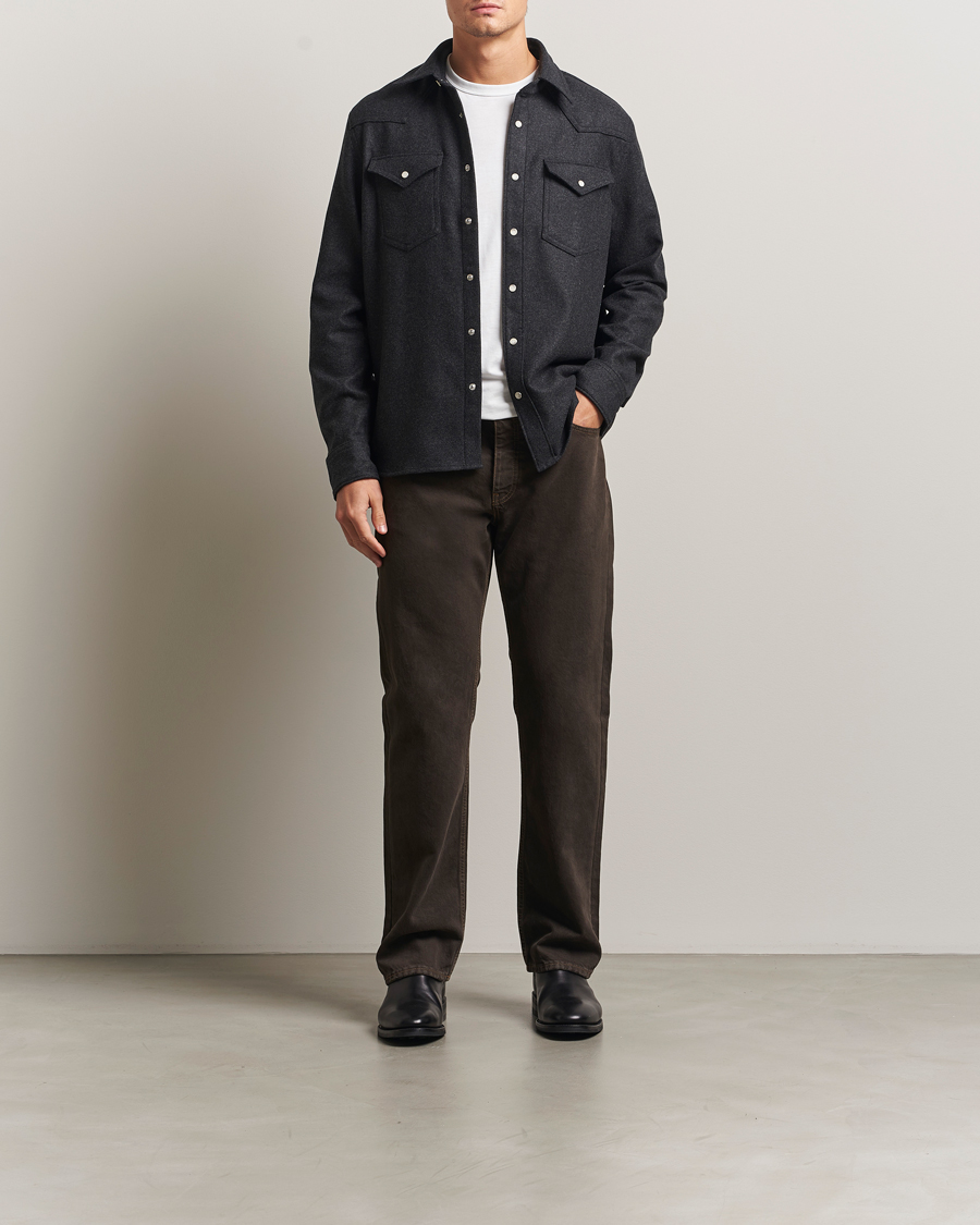 Herr | Skjortor | Filippa K | Western Wool Shirt Anthracite Melange