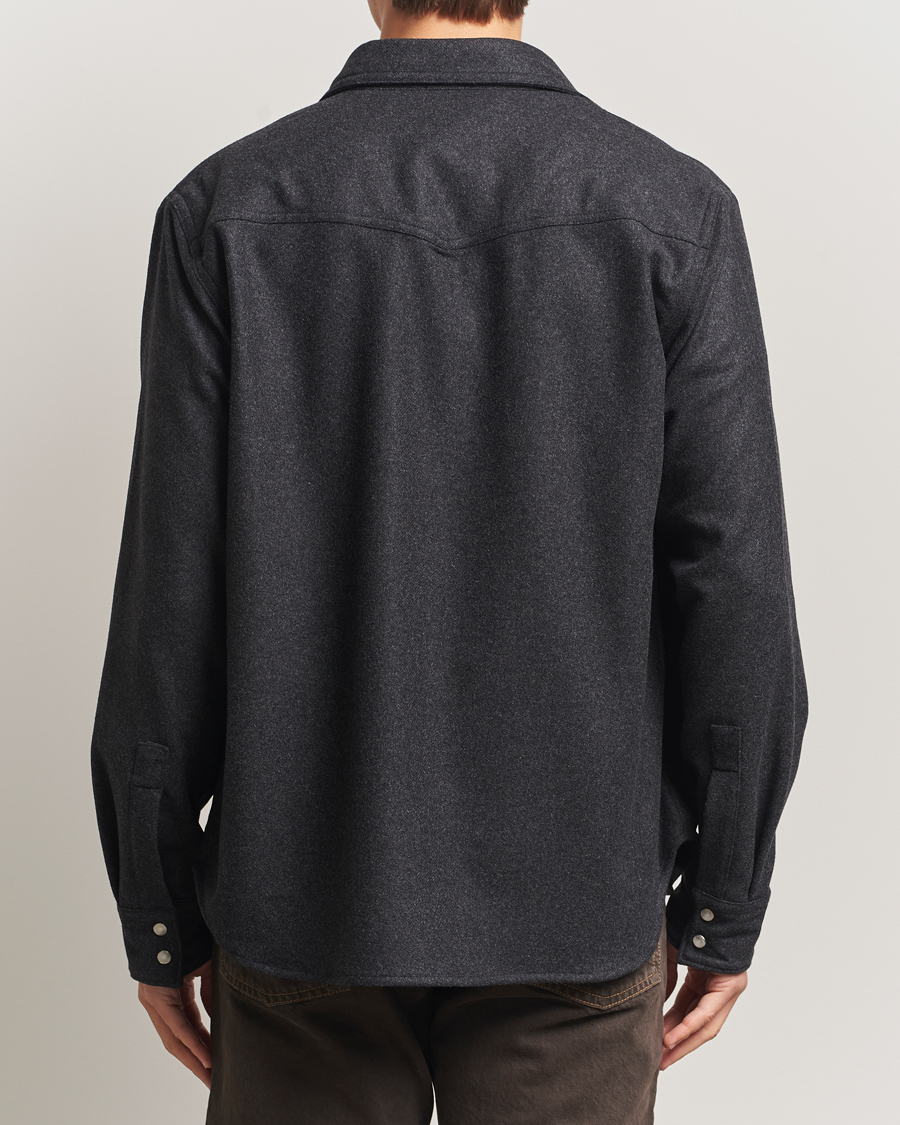 Herr | Skjortor | Filippa K | Western Wool Shirt Anthracite Melange