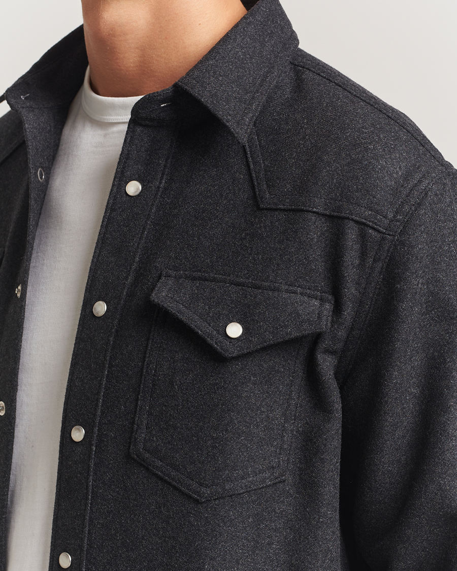 Herr | Skjortor | Filippa K | Western Wool Shirt Anthracite Melange