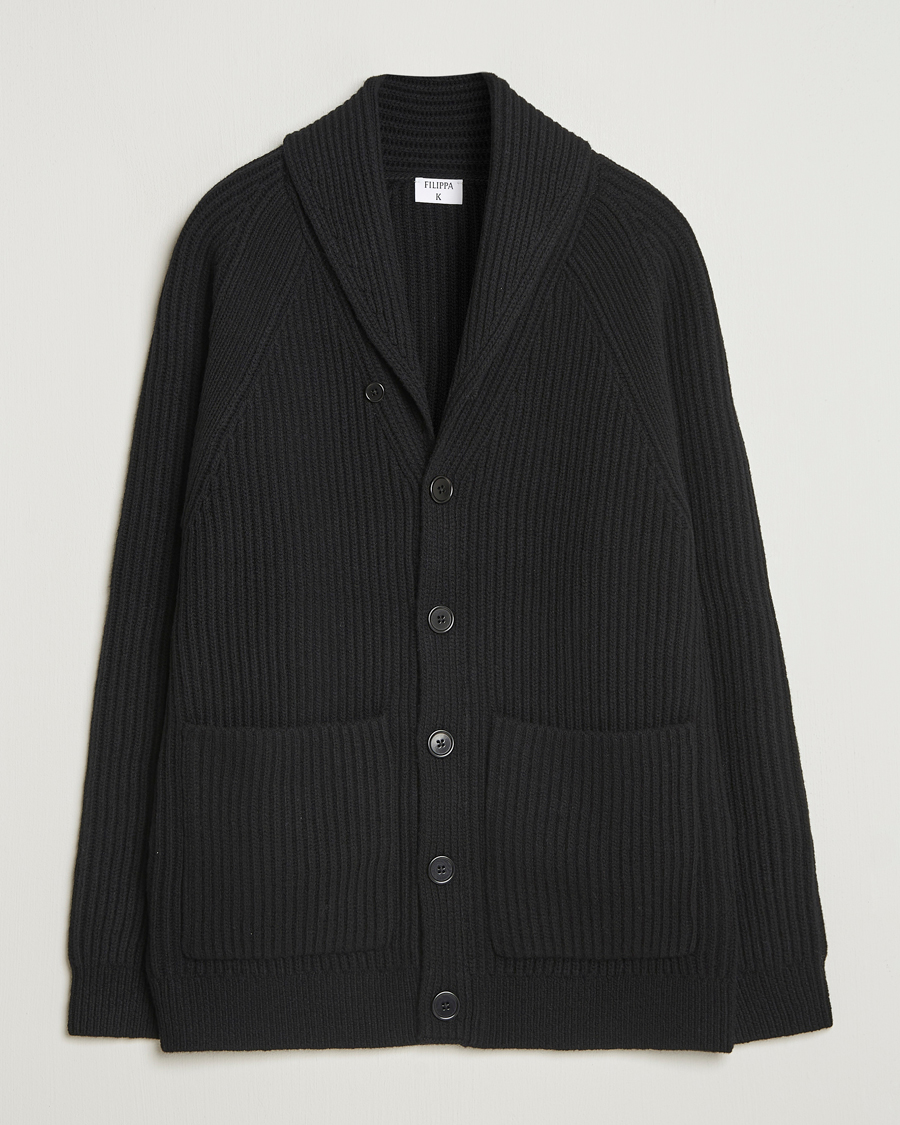 Herr | Tröjor | Filippa K | Wool Shawl Collar Cardigan Black