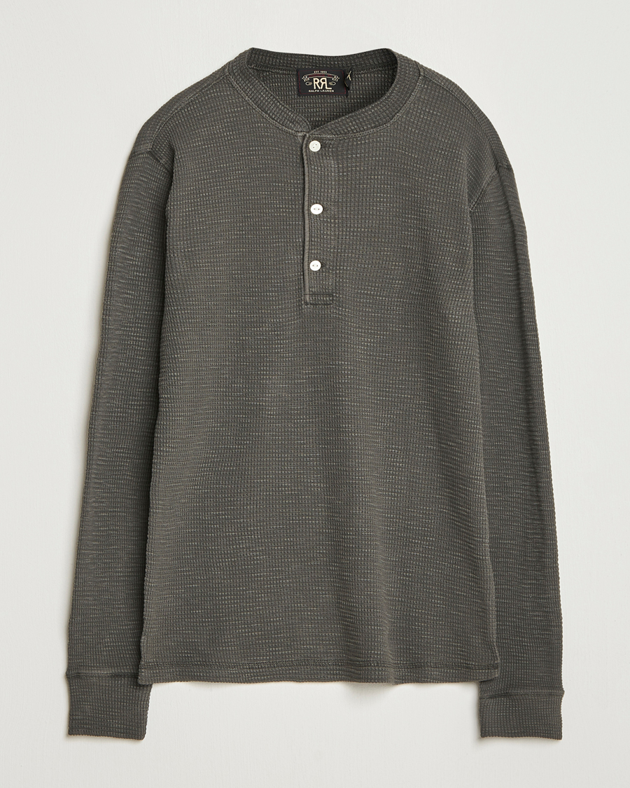Herr | Tröjor | RRL | Long Sleeve Henley Faded Black