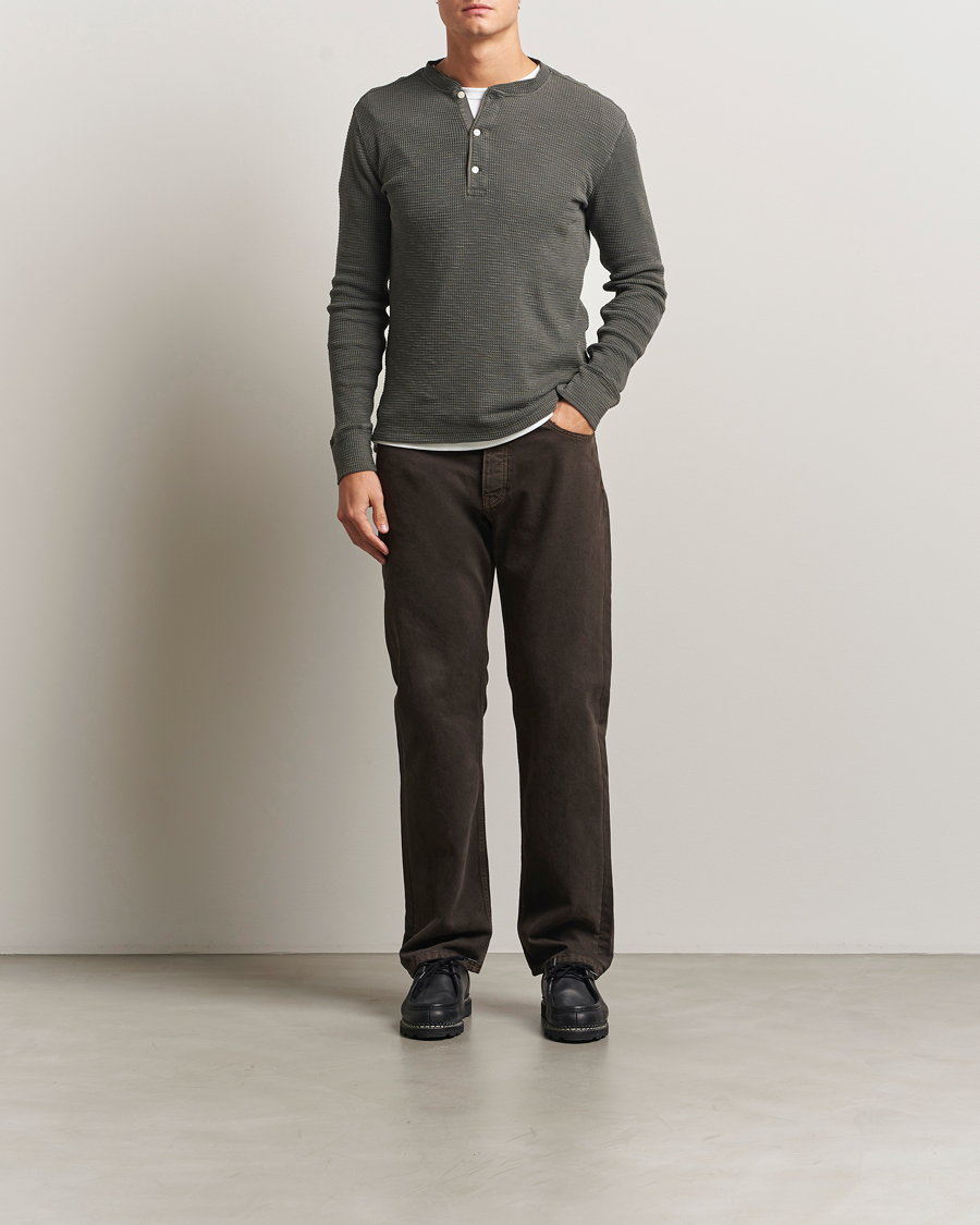 Herr | Tröjor | RRL | Long Sleeve Henley Faded Black