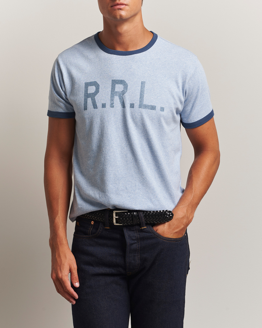 Herr | T-Shirts | RRL | Stencil Ringer T-Shirt Light Blue Heather