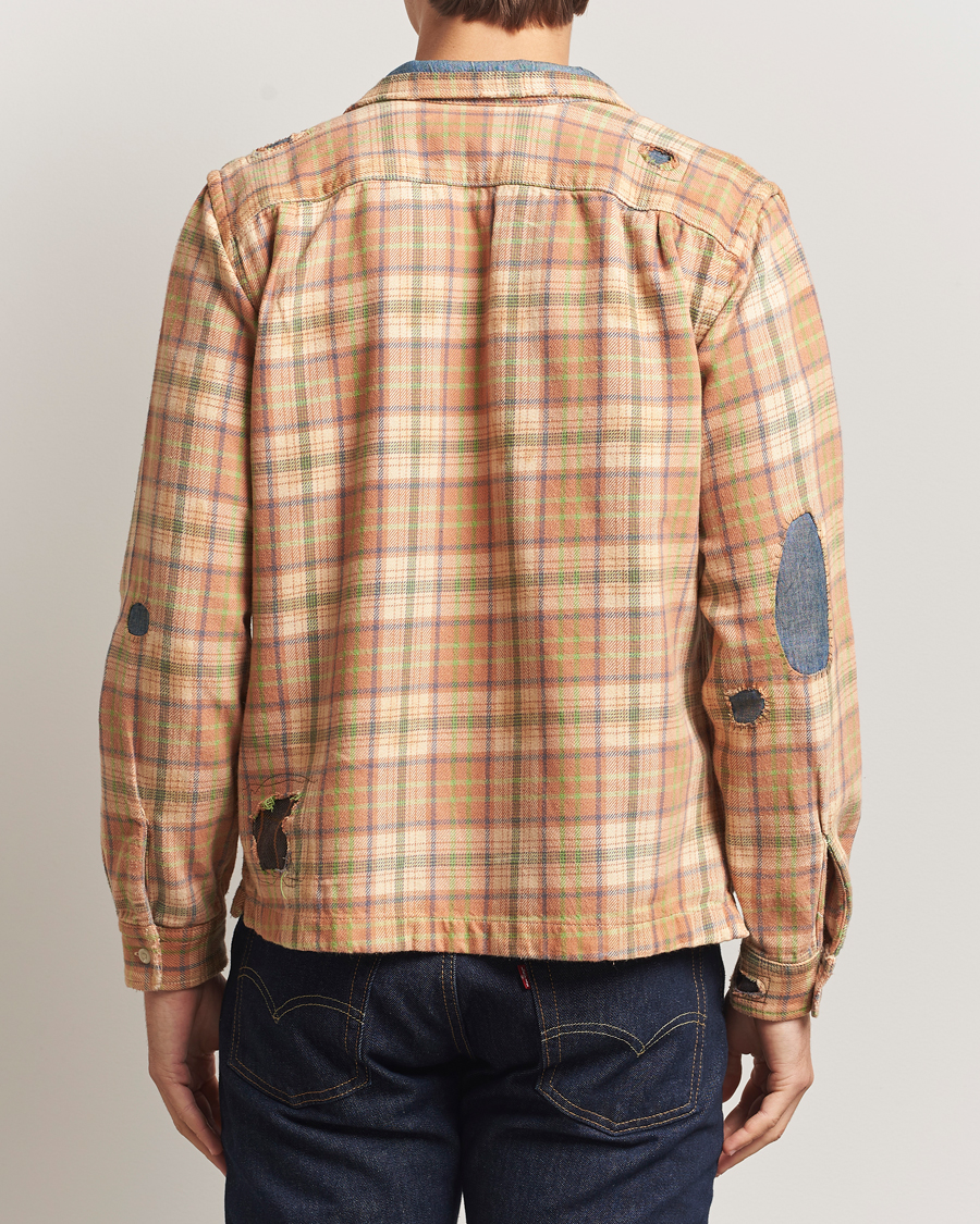 Herr | Skjortor | RRL | Carter Repaired Flannel Overshirt Orange/Tan