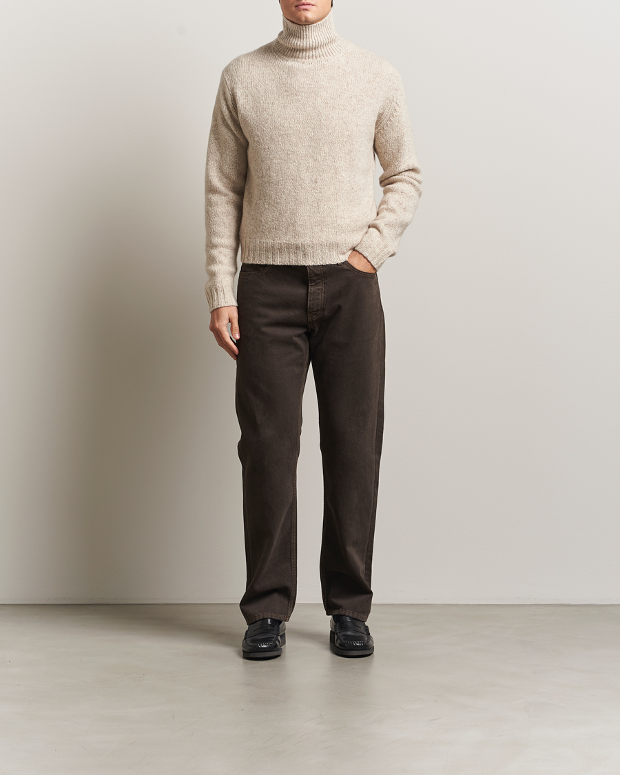 Herr | Tröjor | Auralee | Cashmere Melange Rollneck Beige