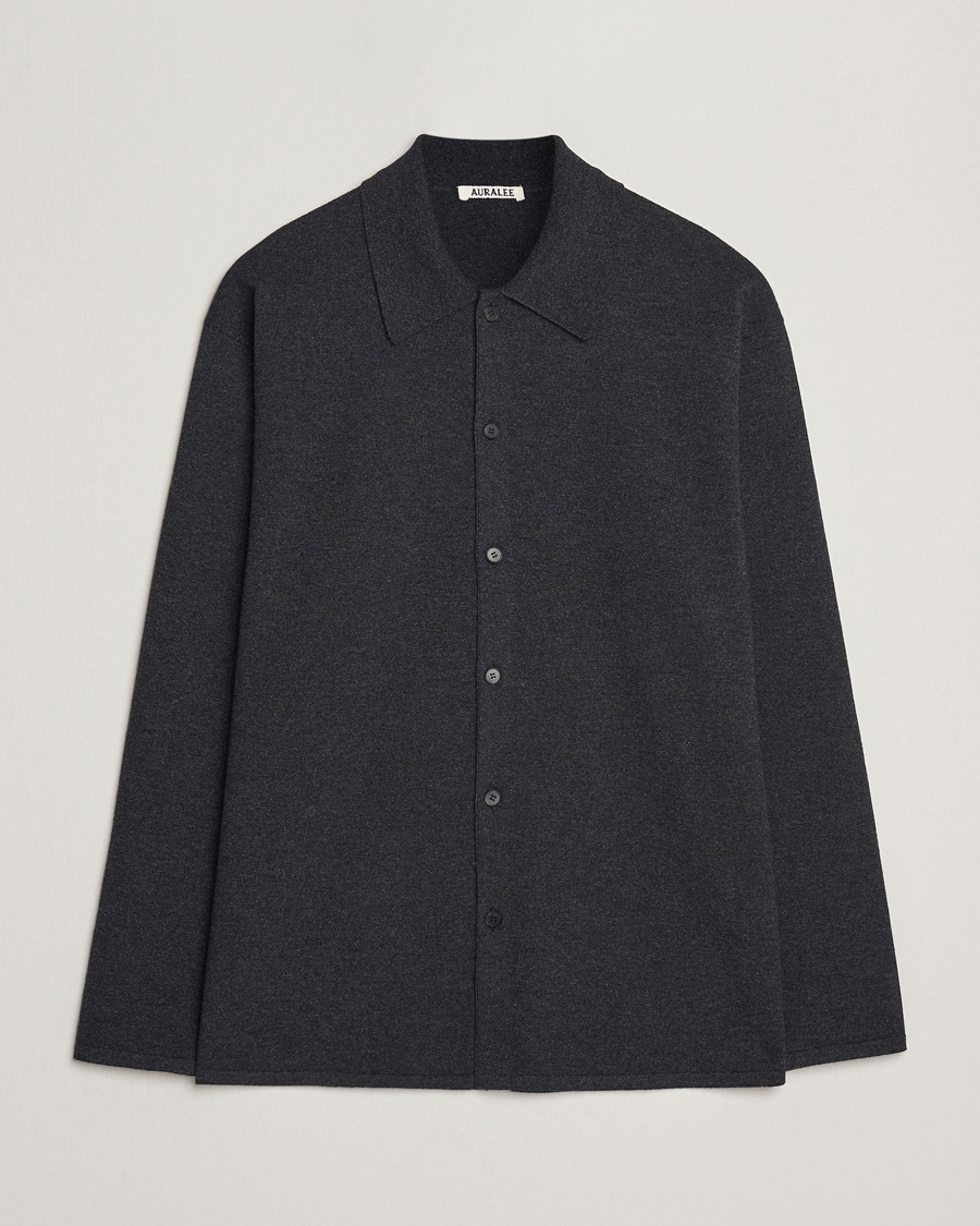 Herr | Tröjor | Auralee | Wool Knit Shirt Cardigan Charcoal