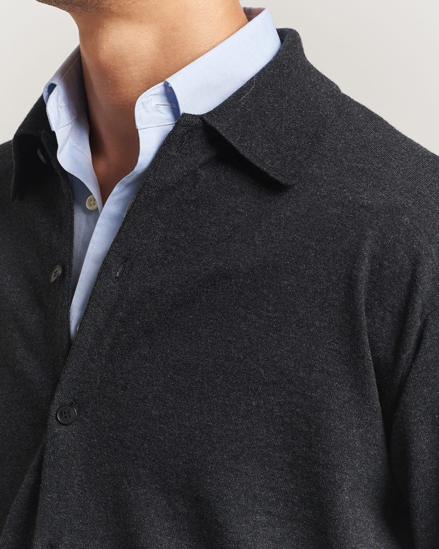 Herr | Tröjor | Auralee | Wool Knit Shirt Cardigan Charcoal