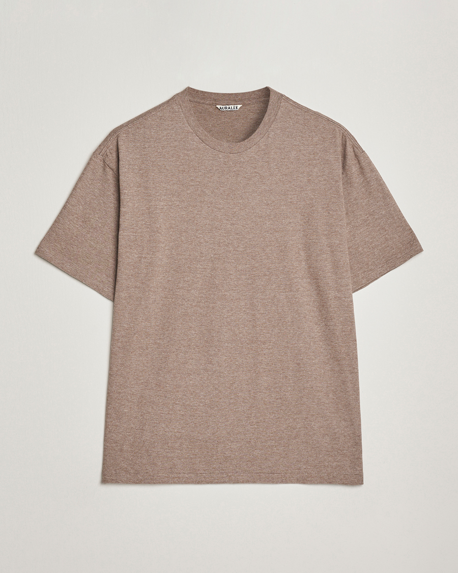 Herr | T-Shirts | Auralee | Seamless Crew Neck T-Shirt Top Brown