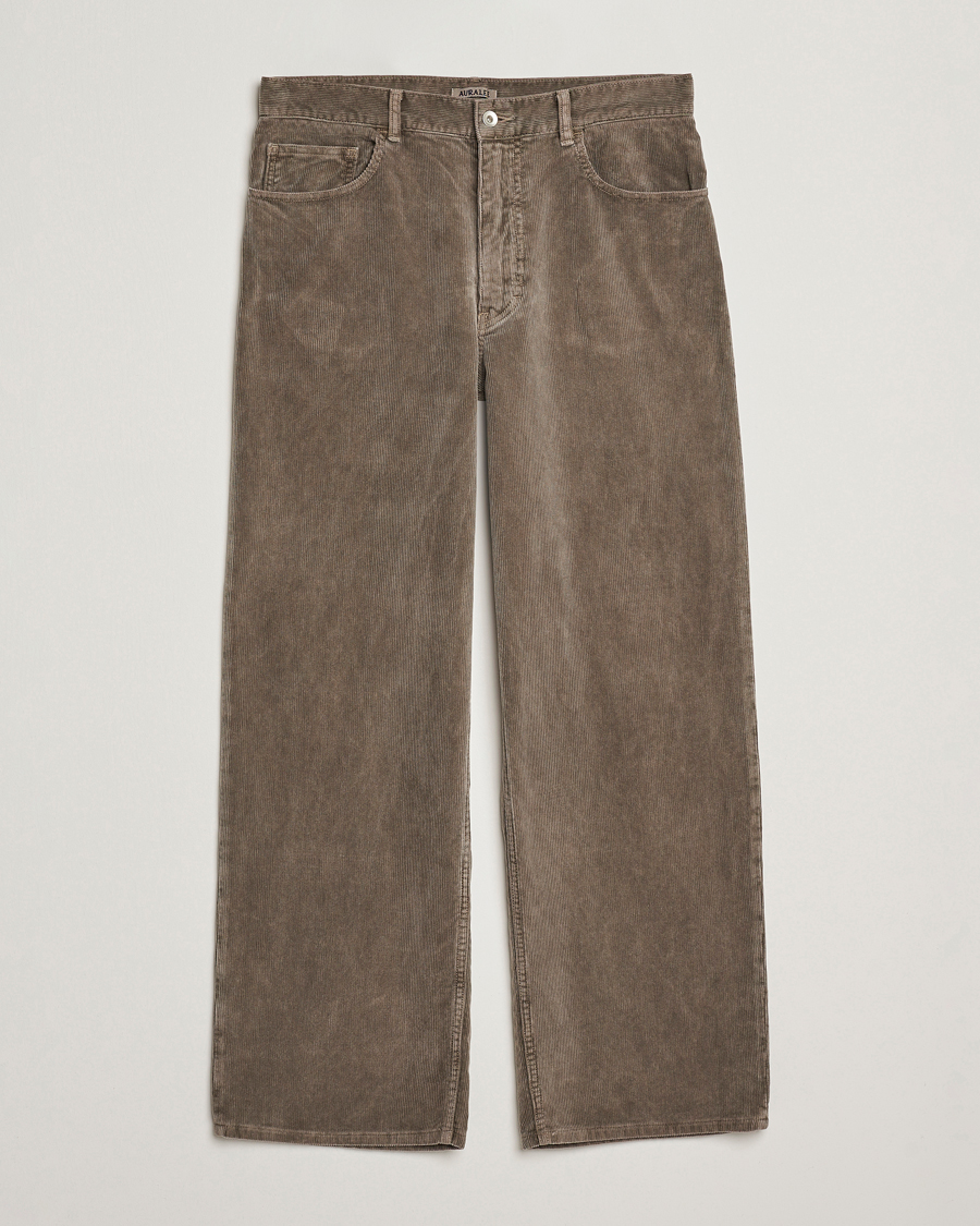 Herr | Byxor | Auralee | Dyed Corduroy 5-Pocket Pants Olive