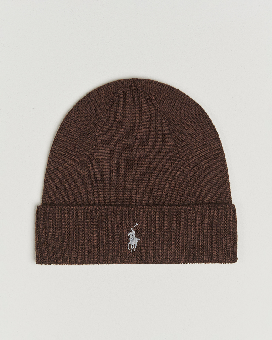 Herr | Mössor | Polo Ralph Lauren | Merino Beanie Brown Melange