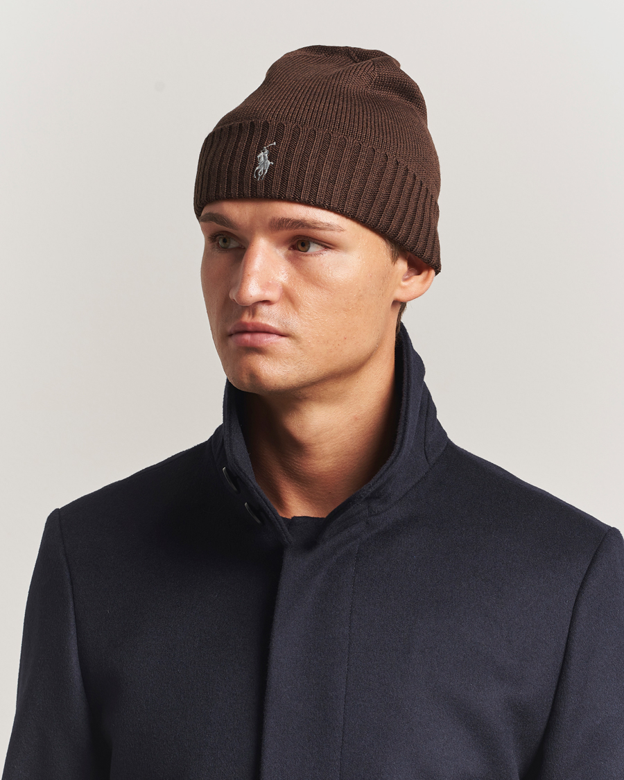 Herr | Mössor | Polo Ralph Lauren | Merino Beanie Brown Melange