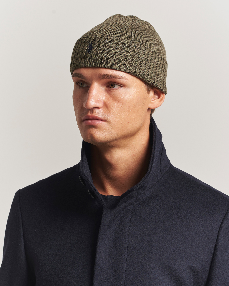 Herr | Mössor | Polo Ralph Lauren | Merino Beanie Light Cargo Olive