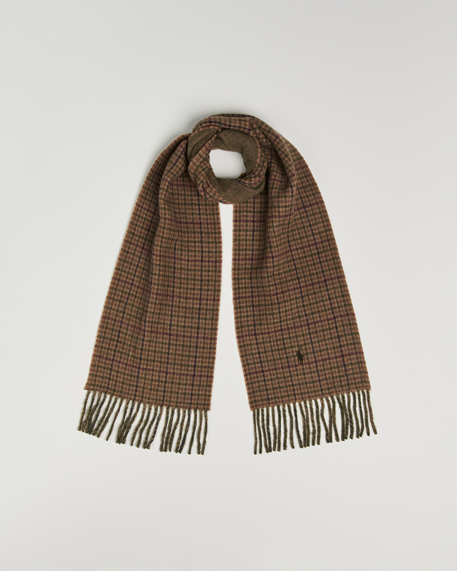 Herr | Polo Ralph Lauren Wool Blend Scarf Olive Check | Polo Ralph Lauren | Wool Blend Scarf Olive Check