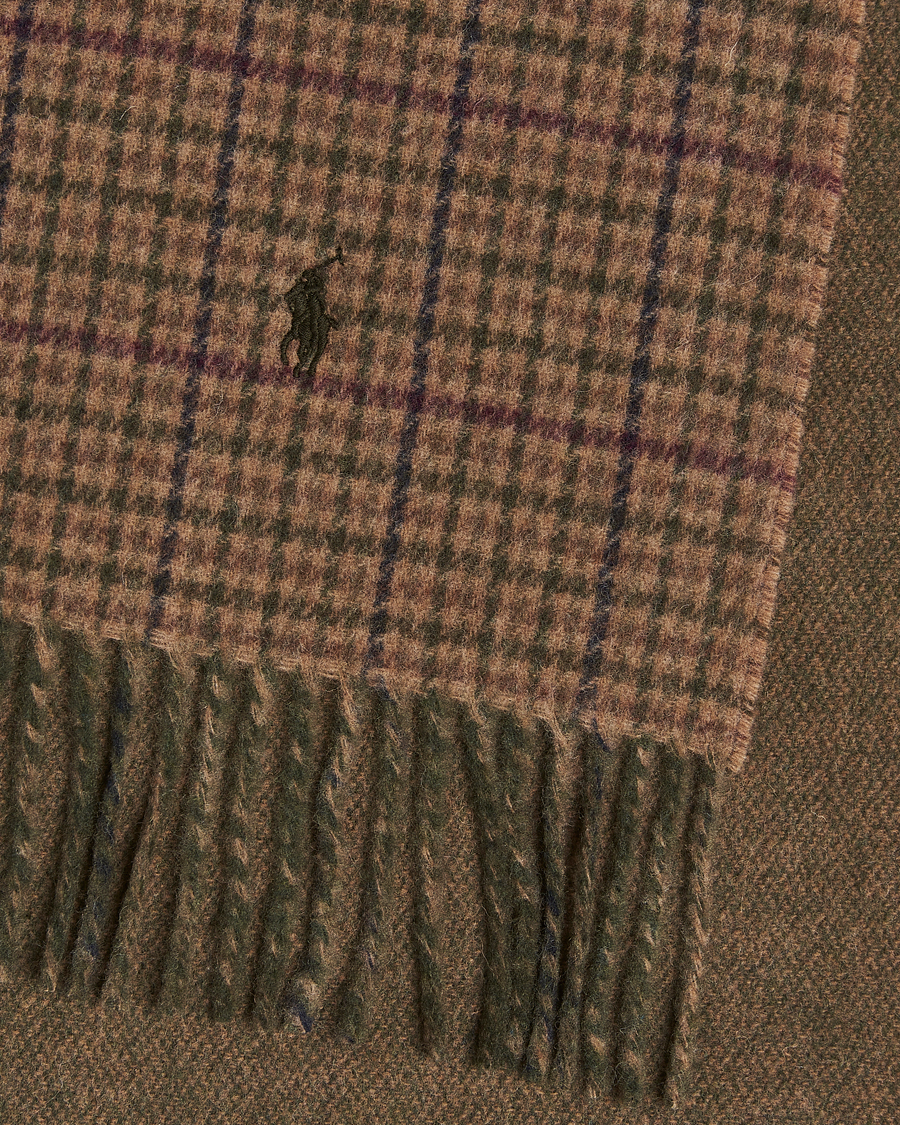 Herr | Polo Ralph Lauren Wool Blend Scarf Olive Check | Polo Ralph Lauren | Wool Blend Scarf Olive Check