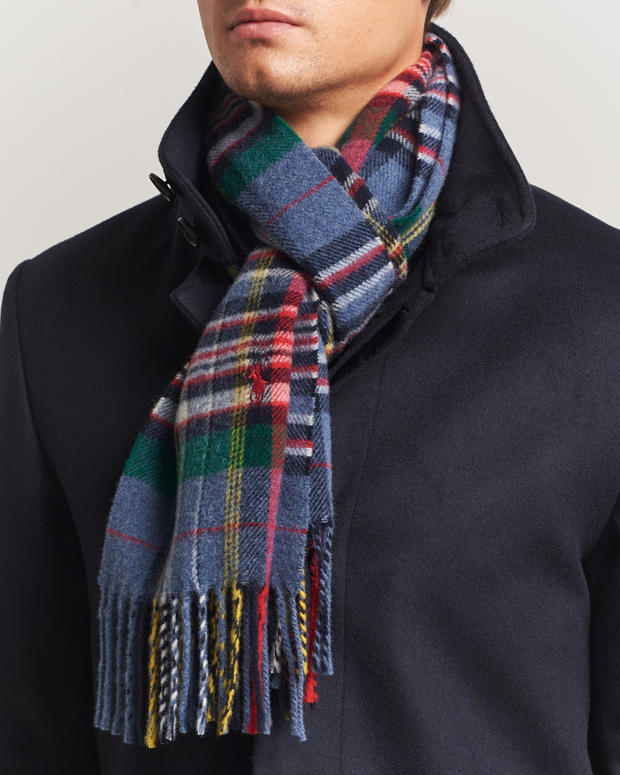 Herr | Polo Ralph Lauren Classic Wool Scarf Blue Multi | Polo Ralph Lauren | Classic Wool Scarf Blue Multi