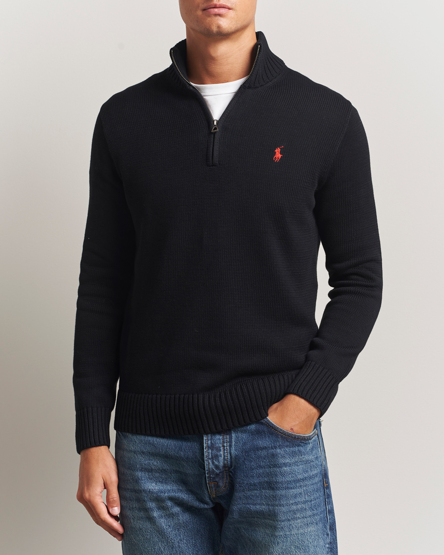 Herr | Tröjor | Polo Ralph Lauren | Cotton Pullover Half-Zip Polo Black