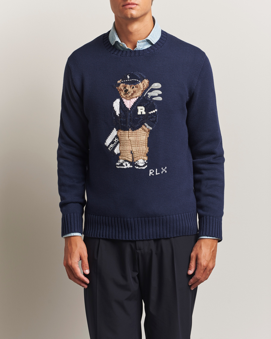 Herr | Tröjor | RLX Ralph Lauren | Cotton Crew Neck Bear Sweater Refined Navy