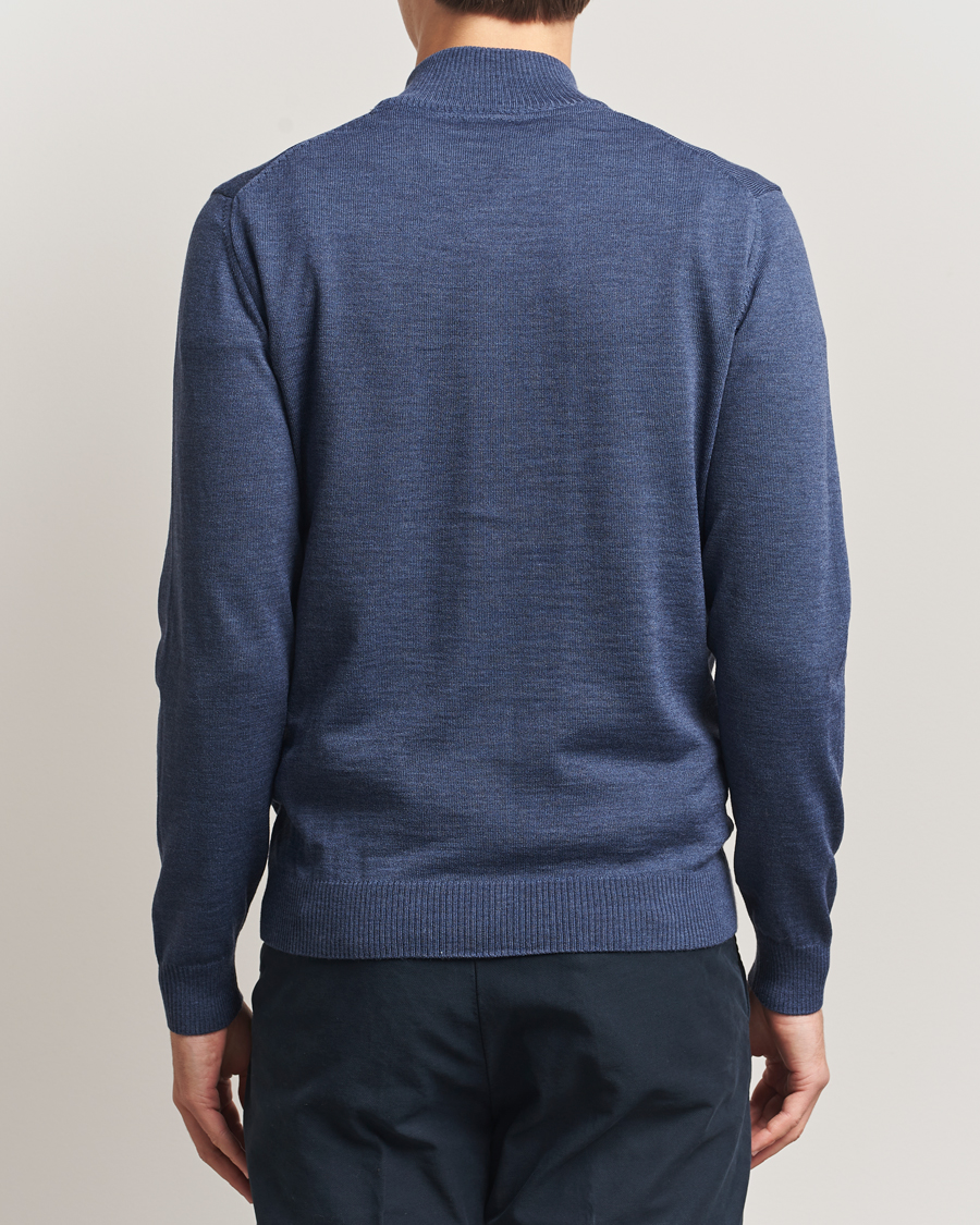 Herr | Tröjor | Stenströms | Merino Full Zip Denim Blue