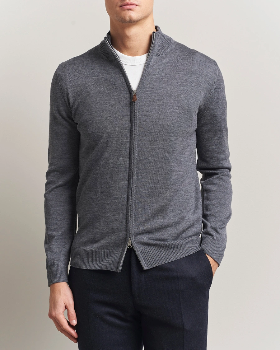 Herr | Tröjor | Stenströms | Merino Full Zip Grey