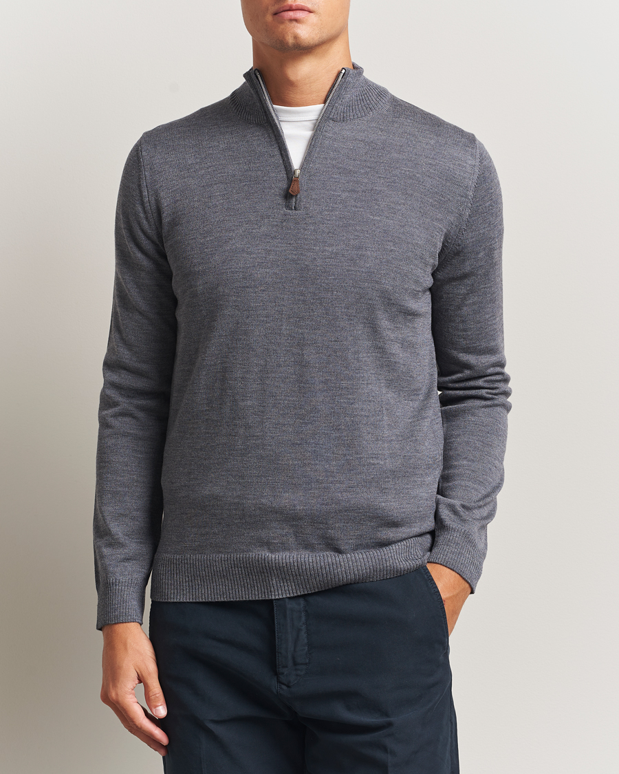 Herr | Tröjor | Stenströms | Merino Half-Zip Grey