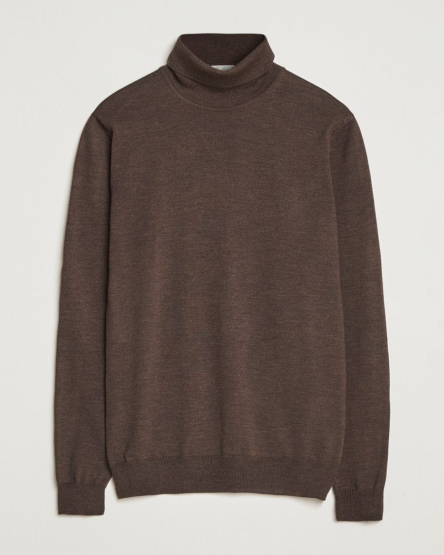 Herr | Tröjor | Stenströms | Merino Rollneck Dark Brown