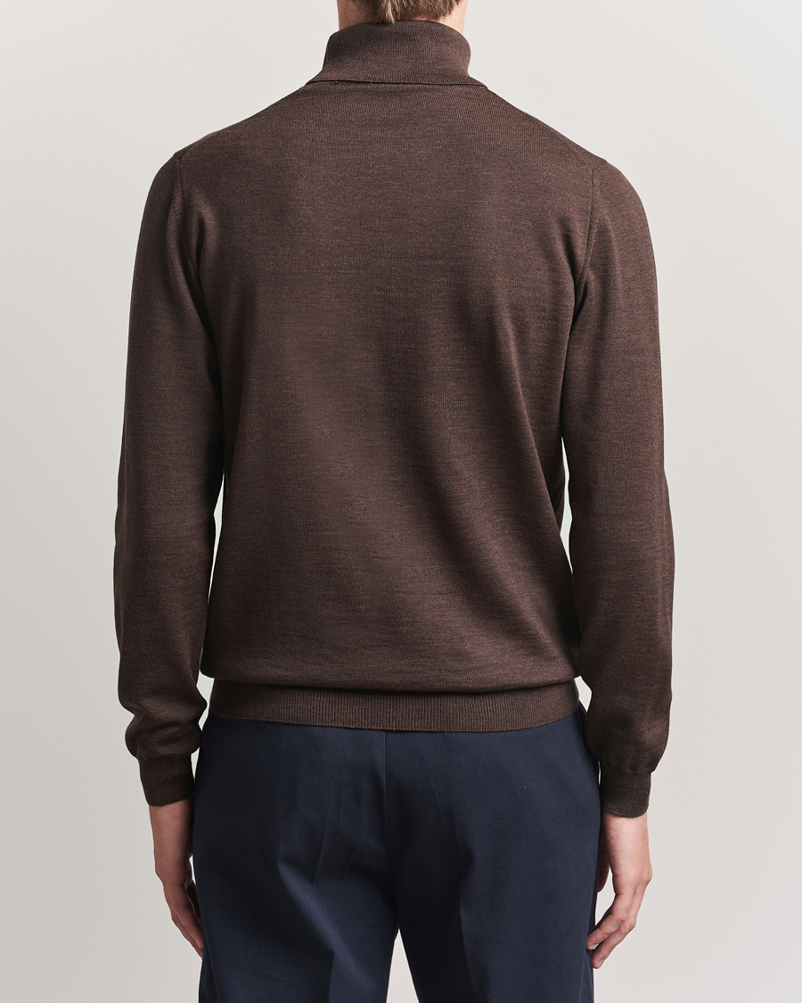 Herr | Tröjor | Stenströms | Merino Rollneck Dark Brown