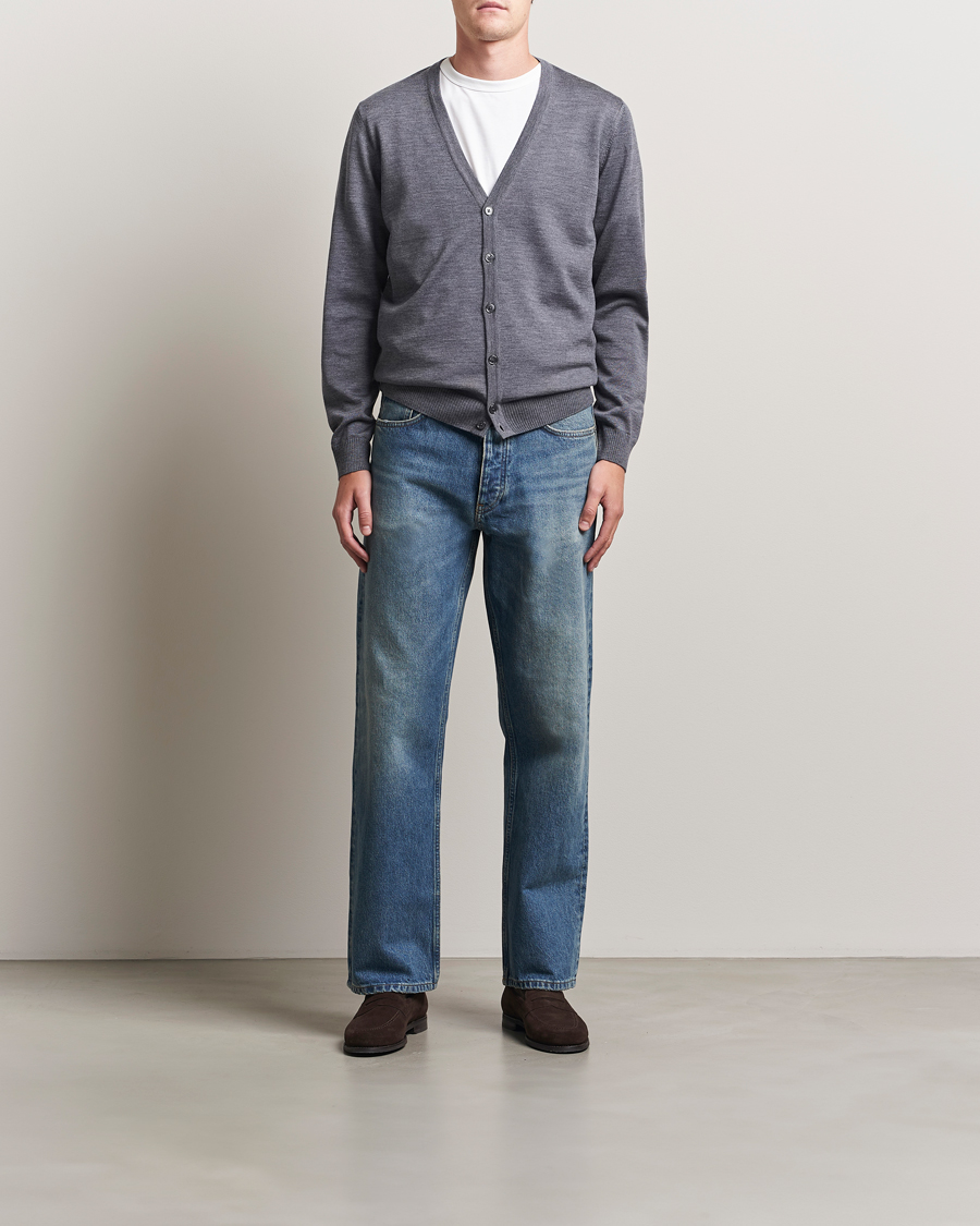 Herr | Tröjor | Stenströms | Merino Cardigan Grey