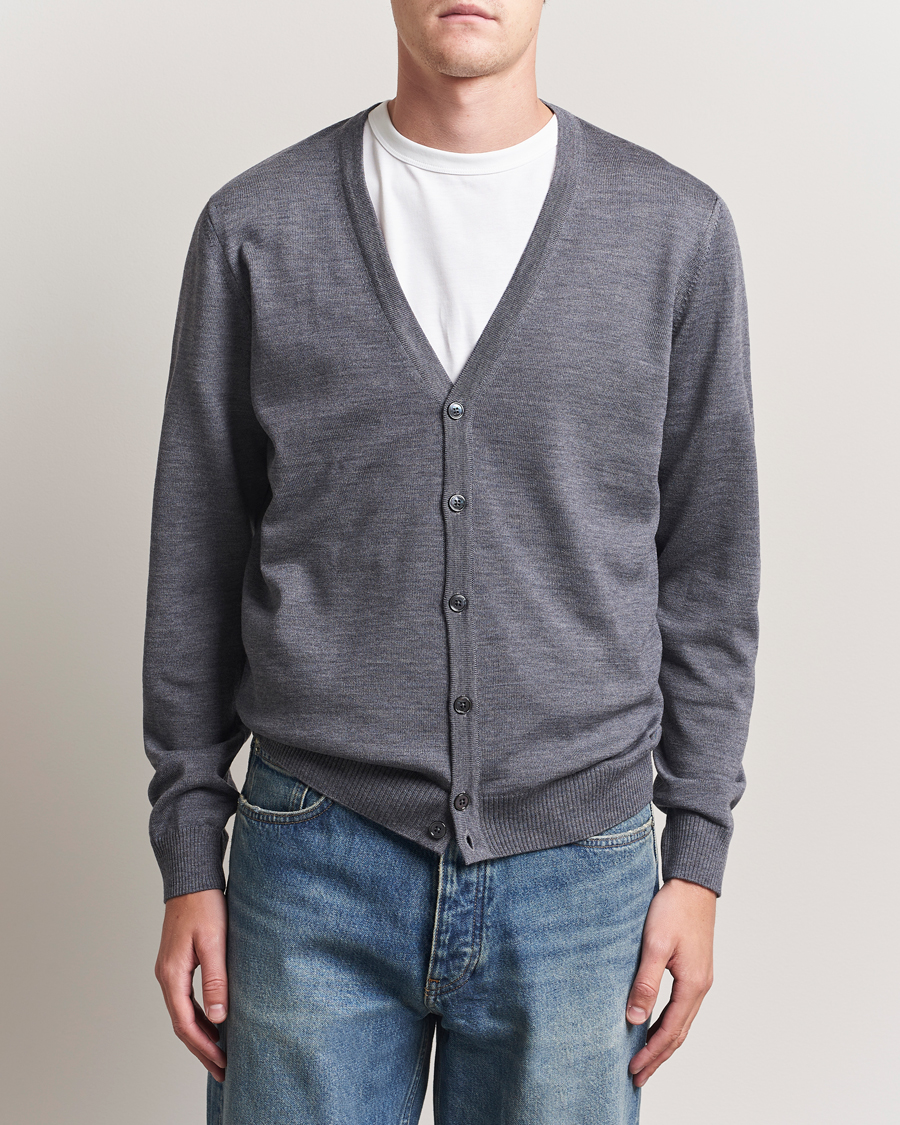 Herr | Tröjor | Stenströms | Merino Cardigan Grey
