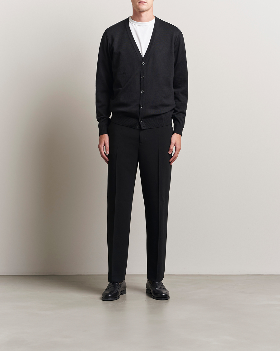 Herr | Tröjor | Stenströms | Merino Cardigan Black
