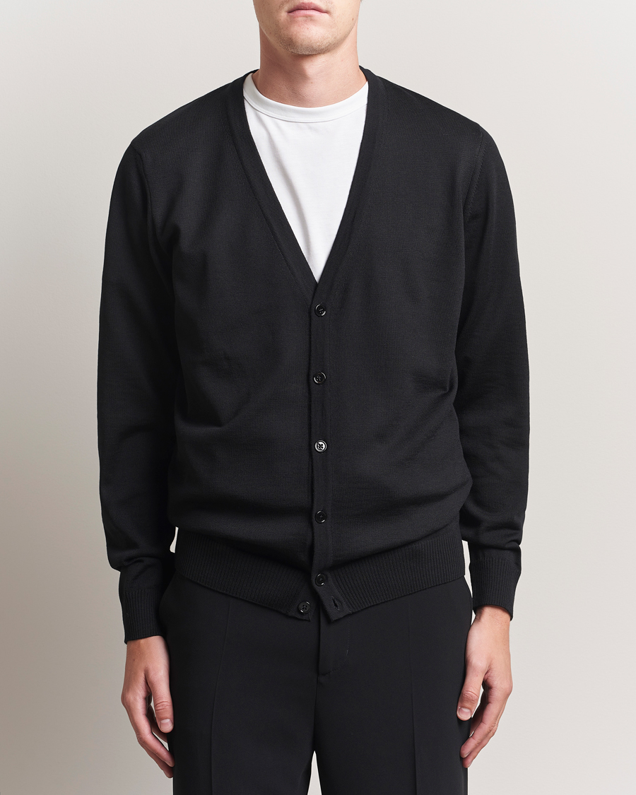 Herr | Tröjor | Stenströms | Merino Cardigan Black