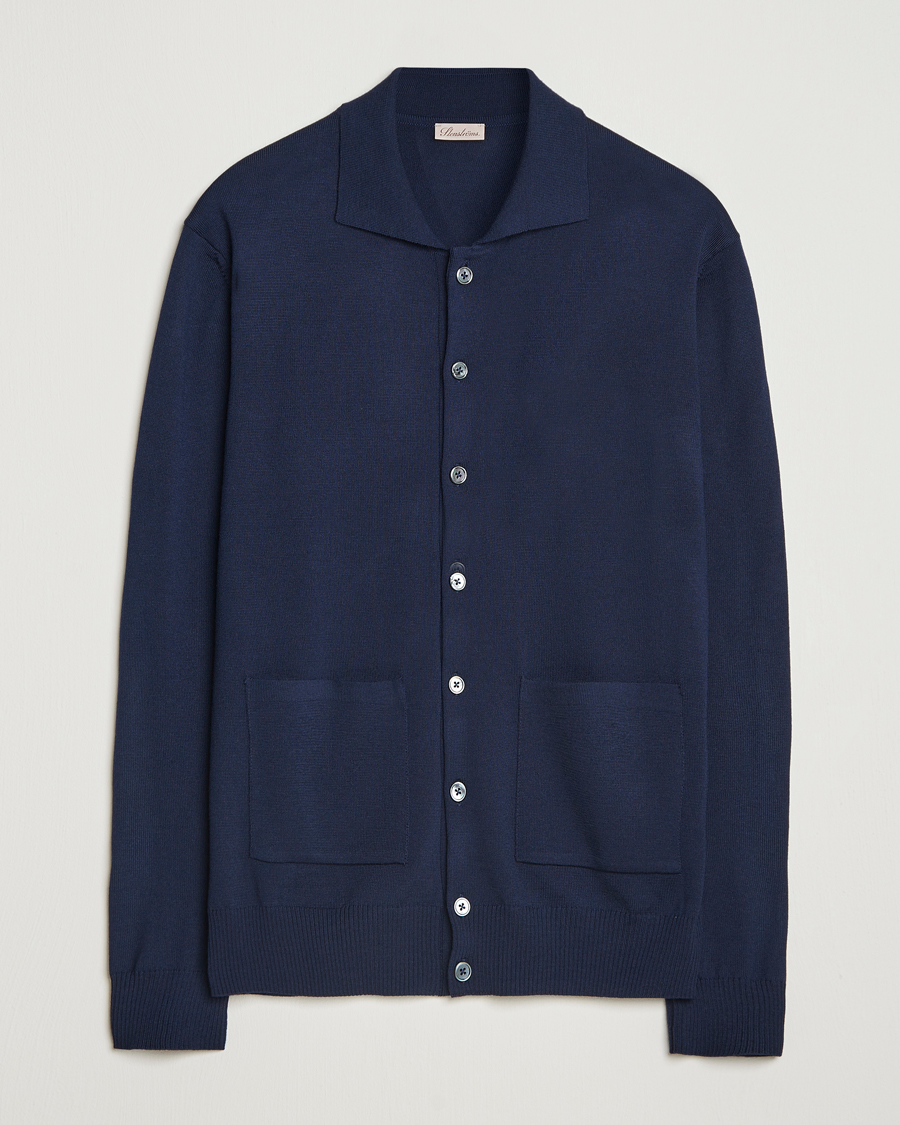 Herr | Tröjor | Stenströms | Merino Pocket Cardigan Navy