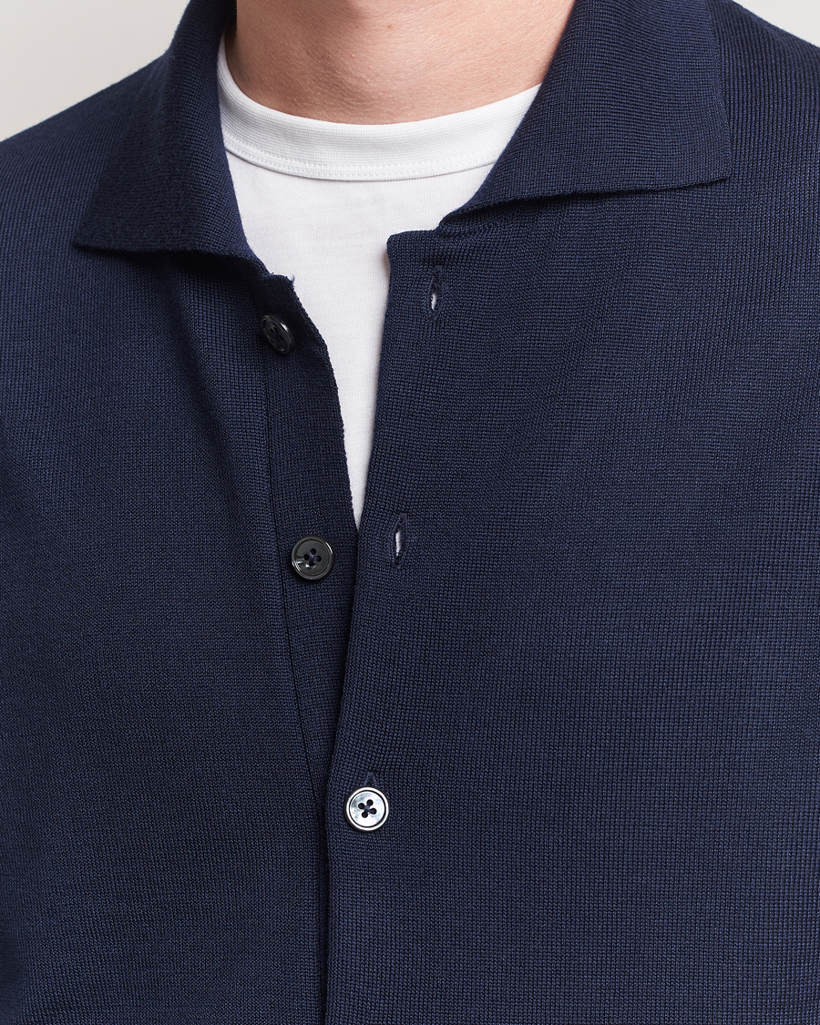 Herr | Tröjor | Stenströms | Merino Pocket Cardigan Navy