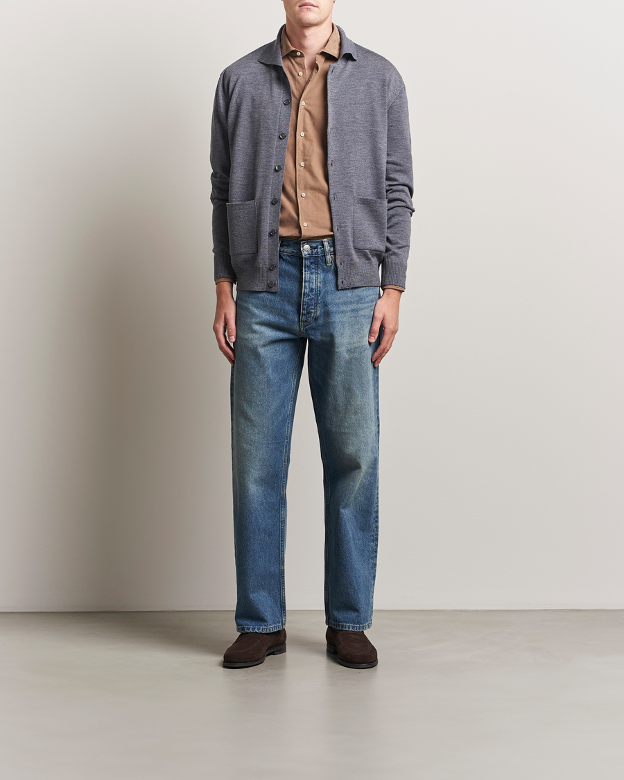 Herr | Tröjor | Stenströms | Merino Pocket Cardigan Grey