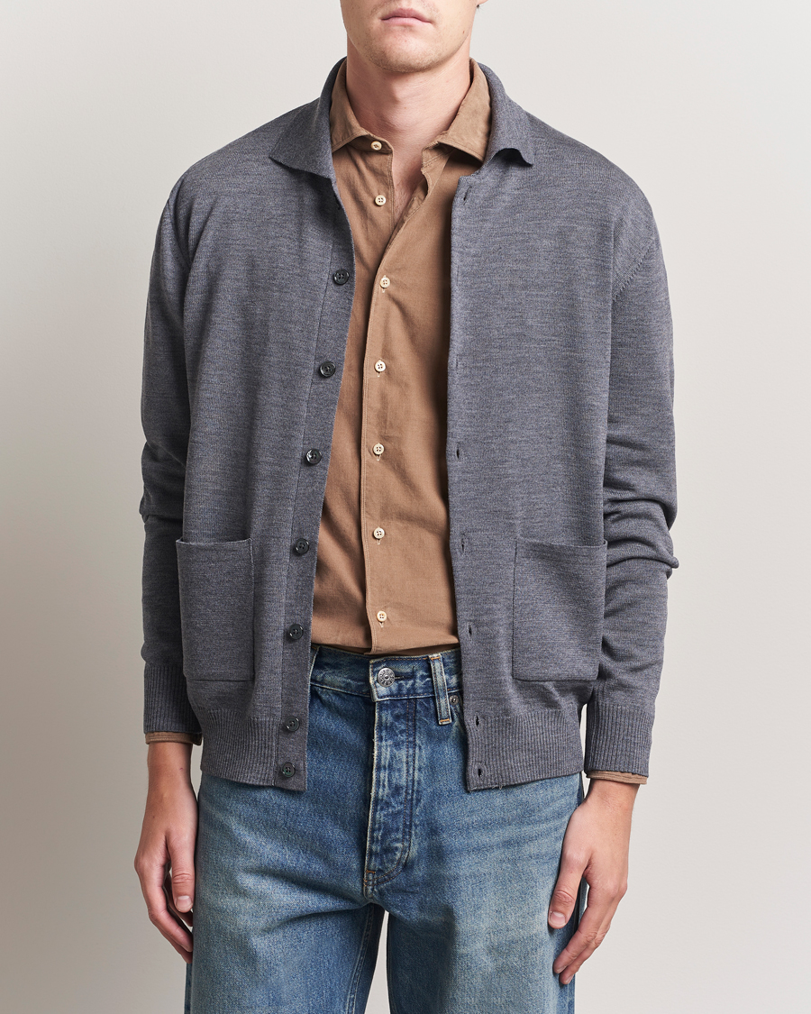 Herr | Tröjor | Stenströms | Merino Pocket Cardigan Grey