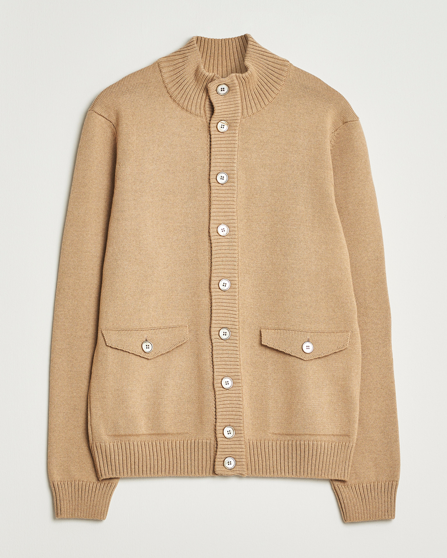 Herr | Tröjor | Stenströms | Chunky Knitted Merino Cardigan Beige
