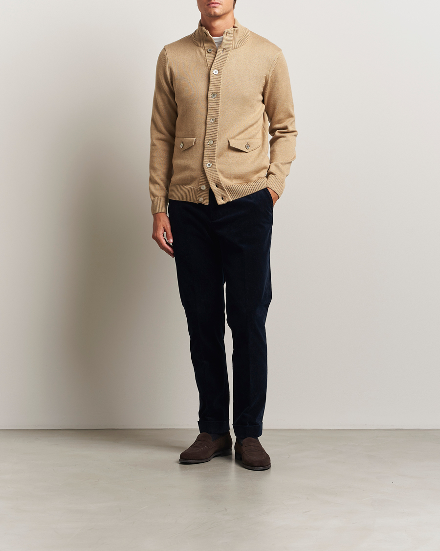 Herr | Tröjor | Stenströms | Chunky Knitted Merino Cardigan Beige
