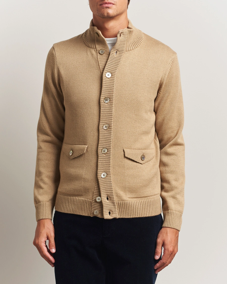 Herr | Tröjor | Stenströms | Chunky Knitted Merino Cardigan Beige