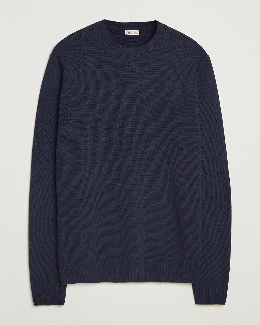 Herr | Tröjor | Stenströms | Brushed Merino Crew Neck Navy