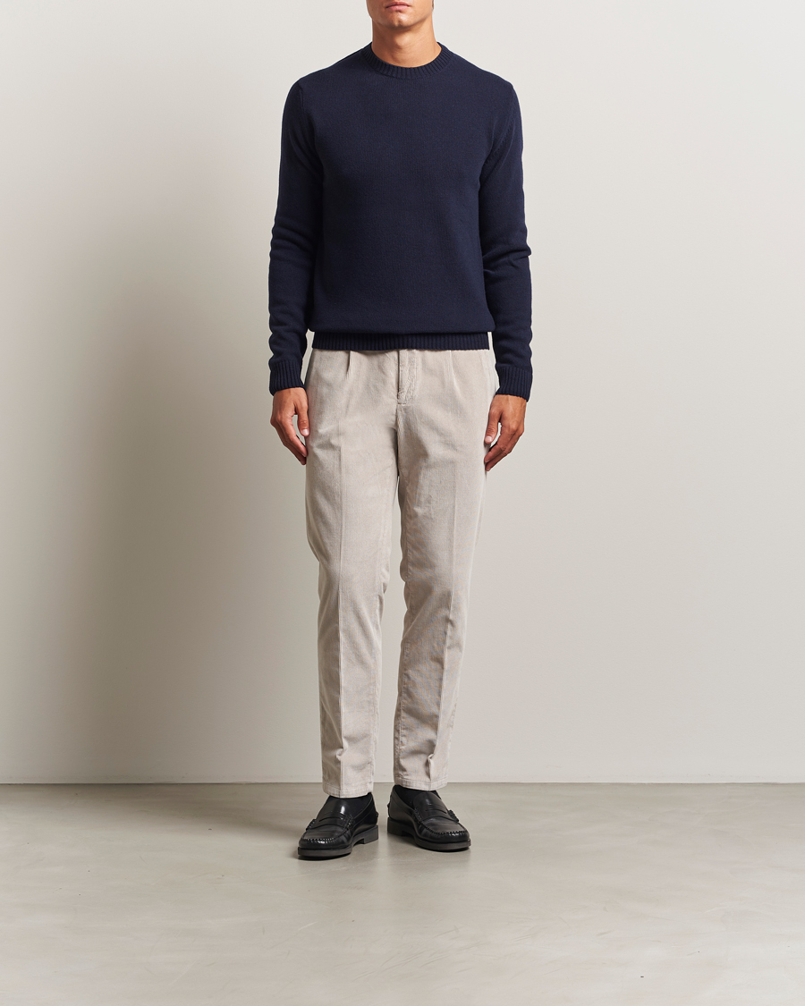Herr | Tröjor | Stenströms | Brushed Merino Crew Neck Navy