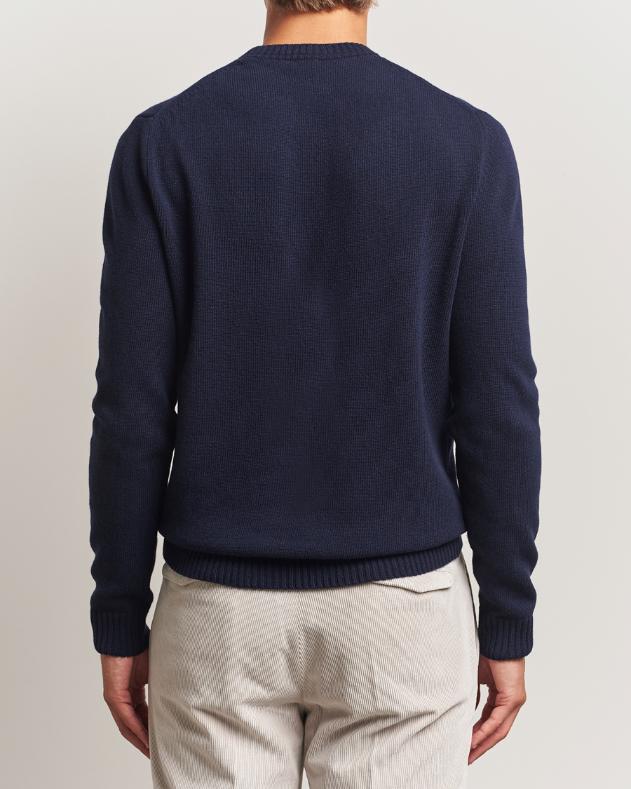Herr | Tröjor | Stenströms | Brushed Merino Crew Neck Navy
