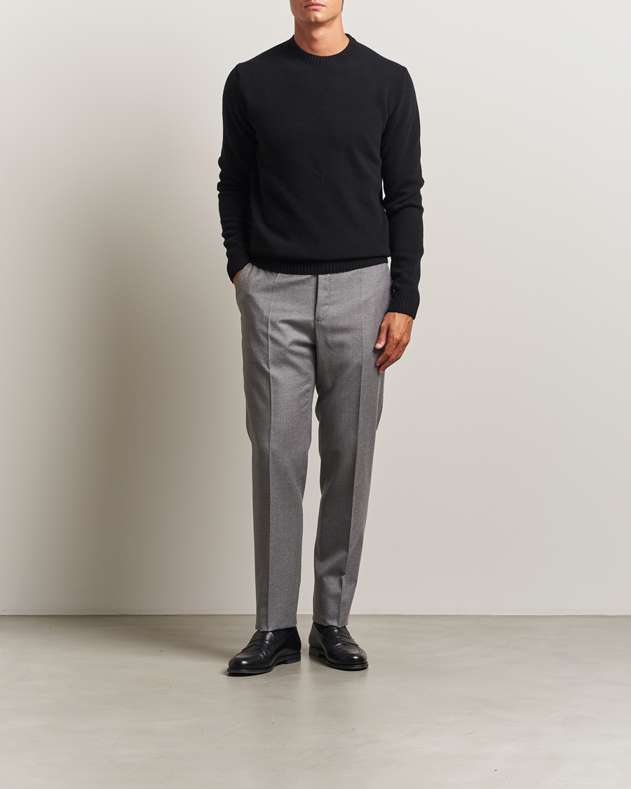 Herr | Tröjor | Stenströms | Brushed Merino Crew Neck Black