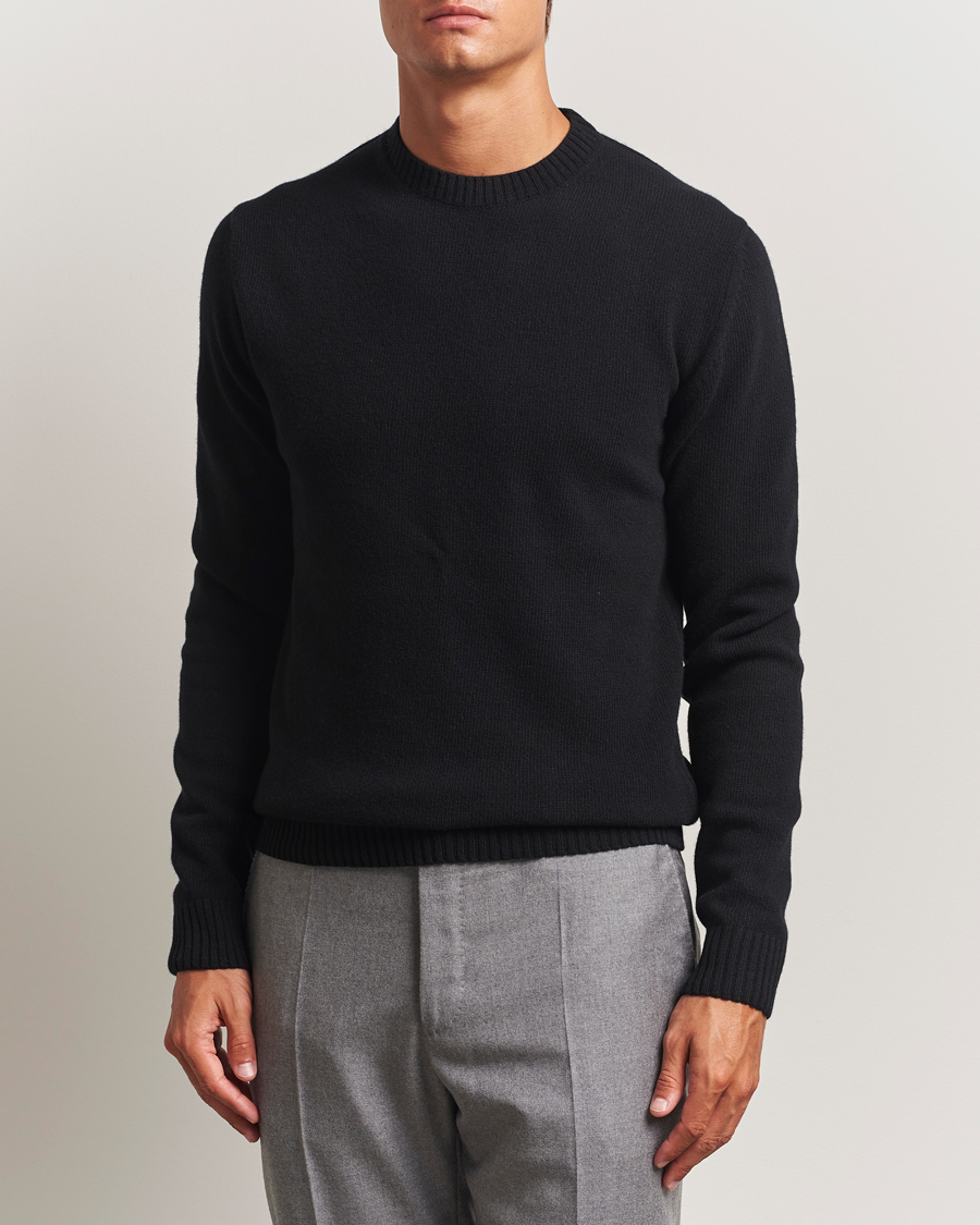 Herr | Tröjor | Stenströms | Brushed Merino Crew Neck Black