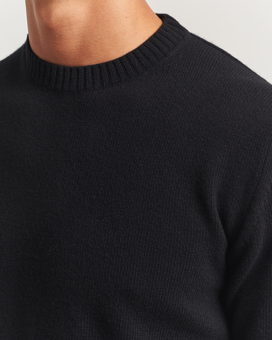 Herr | Tröjor | Stenströms | Brushed Merino Crew Neck Black