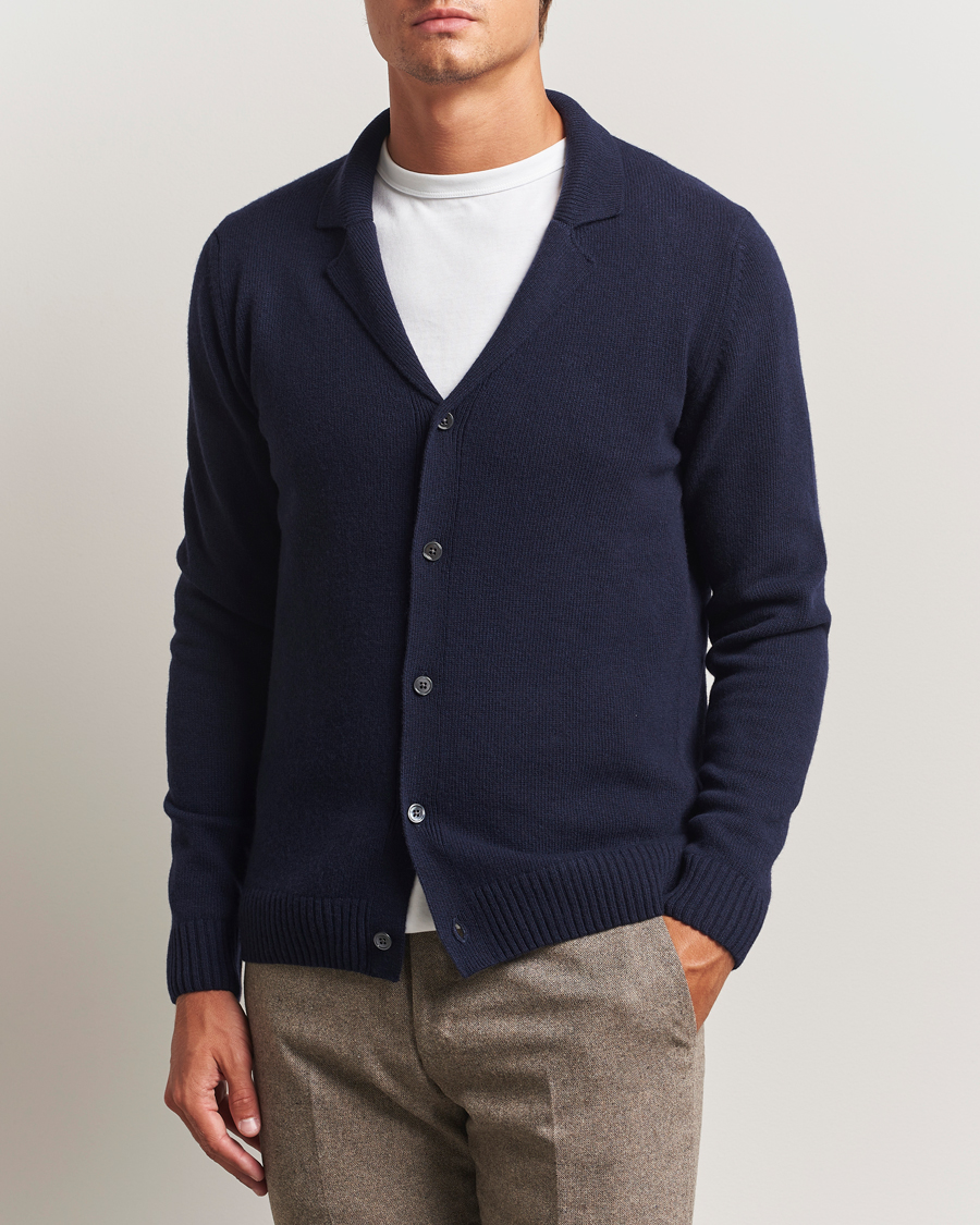 Herr | Tröjor | Stenströms | Brushed Merino Cardigan Navy