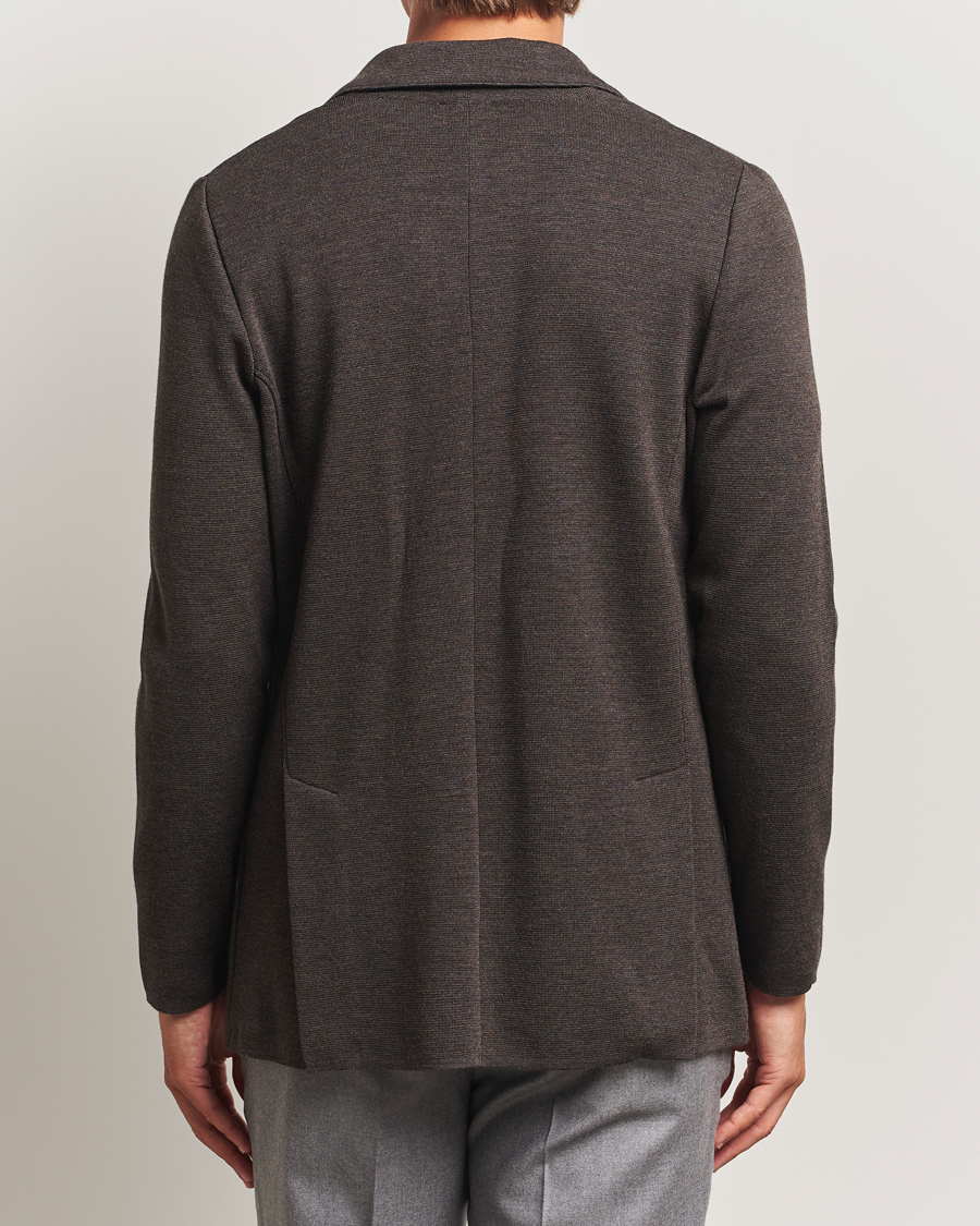 Herr | Kavajer | Stenströms | Milano Knitted Merino Blazer Dark Brown