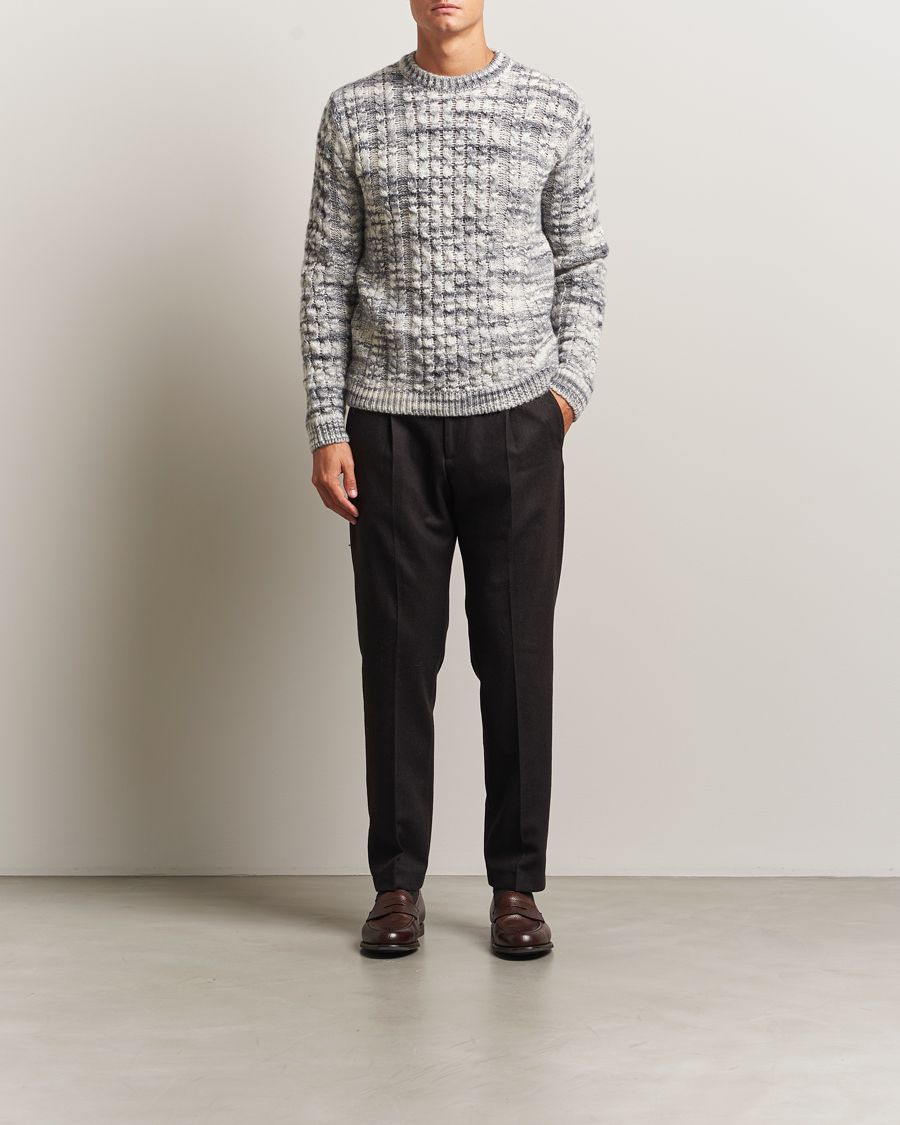 Herr | Tröjor | Stenströms | Alpacka Cable Knitted Crew Neck Grey
