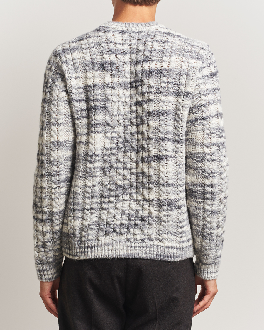 Herr | Tröjor | Stenströms | Alpacka Cable Knitted Crew Neck Grey